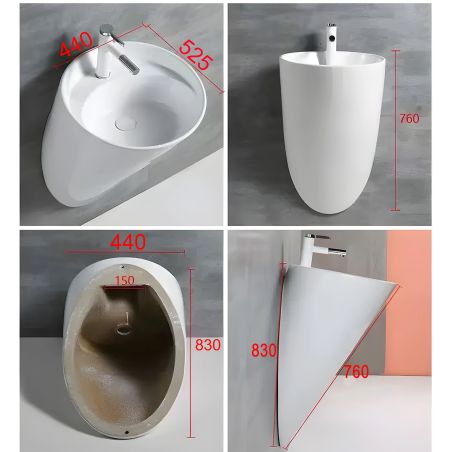 Lavoar, montaj suspendat, 52x44 cm, alb lucios, ceramica sanitara, Angi