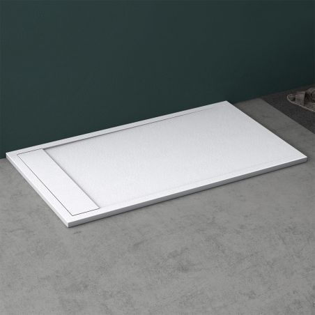 Cadita dus, compozit de marmura, scurgere ascunsa, inaltime 3 cm, Alb, dimensiune: 80-90x120-140-160 cm, GEO10