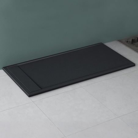 Cadita dus, compozit de marmura, scurgere ascunsa, inaltime 3 cm, Antracit Mat, dimensiune: 80-90x120 cm, GEO10