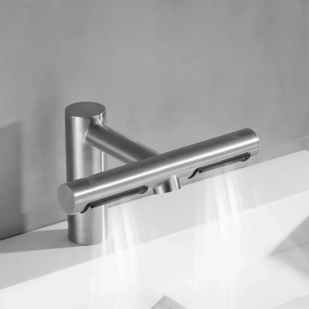 Baterie lavoar, apa rece, dozator sapun, senzor, uscator maini, alama cromata, montaj pe lavoar, alimentare electrica, Velis