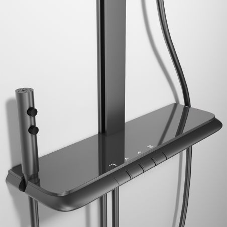 Sistem de dus si cada, 2 dusuri de mana, baterie Piano Keys, 3 functii, montaj  perete, otel, Gun grey, Serano