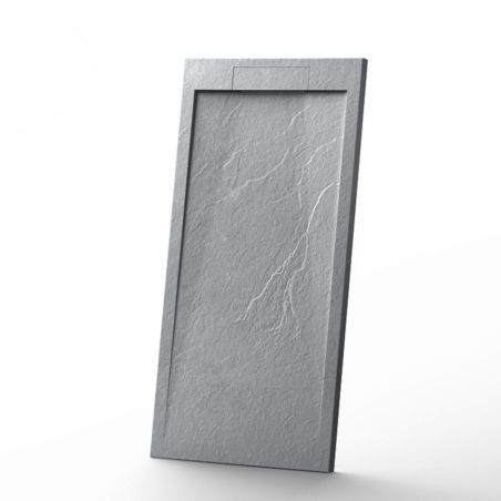 Cadita de dus, Resigilat, compozit, 100 x 80 cm, inaltime 2.5 cm, scurgere ascunsa, decupabila, Gri ciment, Antonio