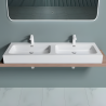Lavoar dublu EGO 830, Alb, lucios, 140x48 cm, montaj pe blat sau suspendat, compozit marmura, cu doua gauri de baterie
