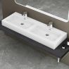 Lavoar dublu EGO 830, Alb, lucios, 140x48 cm, montaj pe blat sau suspendat, compozit marmura, cu doua gauri de baterie
