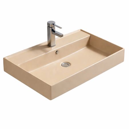 Lavoar Jasmine Mat, Power Color, gaura de baterie,montaj semi-incastrat, ceramica sanitara, 60-80x50 cm, Avelia