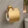 Suport hartie igienica cu clapeta,  Auriu Mat, otel, design modern, Velvet