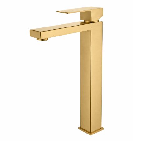 Baterie lavoar, perlator, montaj pe blat, Auriu Mat, inaltime 30 cm, Mira