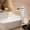 Baterie lavoar, tip cascada, montaj pe blat, Crom, inaltime 31.4 cm, Cortano