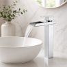 Baterie lavoar, tip cascada, montaj pe blat, Crom, inaltime 31.4 cm, Cortano