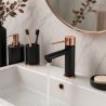 Baterie lavoar, perlator, montaj pe lavoar, Negru cu Rose Gold, Murano