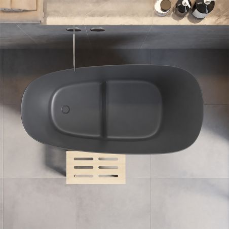 Cada tip japonez,compozit mineral, Antracit Mat, 120x58 cm, Izolare termica, ventil inclus, Freestanding, Sakura