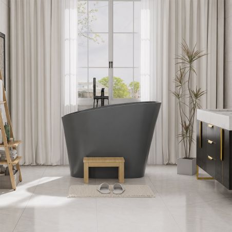 Cada tip japonez,compozit mineral, Antracit Mat, 120x58 cm, Izolare termica, ventil inclus, Freestanding, Sakura