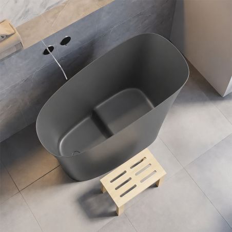 Cada tip japonez,compozit mineral, Antracit Mat, 120x58 cm, Izolare termica, ventil inclus, Freestanding, Sakura