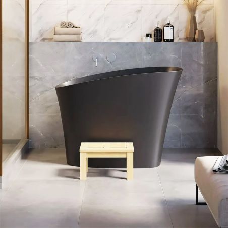 Cada tip japonez,compozit mineral, Antracit Mat, 120x58 cm, Izolare termica, ventil inclus, Freestanding, Sakura