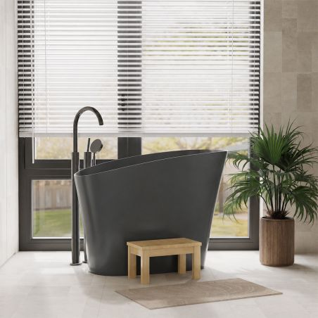 Cada tip japonez,compozit mineral, Antracit Mat, 120x58 cm, Izolare termica, ventil inclus, Freestanding, Sakura