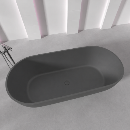 Cada de baie, Compozit Coroian, Antracit Mat, 180x85 cm, Izolare termica, Freestanding, Runa