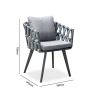 Scaun Riga, pentru mobilier de terasa, aluminiu, perna de 5 cm, impletitura tip funie, 58x64.5x75 cm