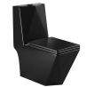 Set vas WC si lavoar stativ Enrico, Negru Mat, Power Colour, montaj pe podea, capac soft-close inclus, ceramica sanitara