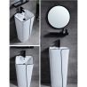 Set vas WC si lavoar stativ Lazio, Alb, ceramica sanitara, montaj pe podea, rezervor inclus, gaura de baterie, capac soft-close
