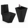 Set vas WC si lavoar stativ Enrico, Negru Mat, Power Colour, montaj pe podea, capac soft-close inclus, ceramica sanitara