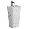 Set vas WC, lavoar stativ Lazio Marble Rimless, Alb, montaj pe podea, rezervor inclus, gaura de baterie, capac soft-close