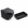 Set vas wc si lavoar, Negru Lucios, montaj suspendat si pe blat, 49x36-61x34 cm, capac duroplast, Sidef