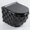 Set vas wc si lavoar, Negru Lucios, montaj suspendat si pe blat, 49x36-61x34 cm, capac duroplast, Sidef