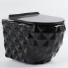 Set vas wc si lavoar, Negru Lucios, montaj suspendat si pe blat, 49x36-61x34 cm, capac duroplast, Sidef
