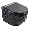 Set vas wc si lavoar, Negru Lucios, montaj suspendat si pe blat, 49x36-61x34 cm, capac duroplast, Sidef
