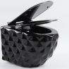 Set vas wc si lavoar, Negru Lucios, montaj suspendat si pe blat, 49x36-61x34 cm, capac duroplast, Sidef