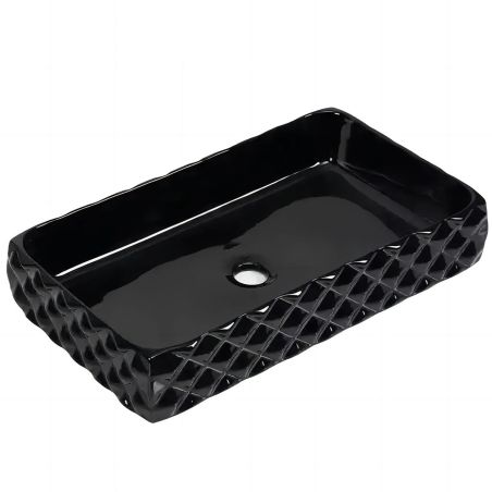 Set vas wc si lavoar, Negru Lucios, montaj suspendat si pe blat, 49x36-61x34 cm, capac duroplast, Sidef