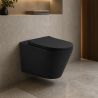 Vas WC EGO Galo Rimless, Negru mat, 53x36 cm, montaj suspendat, capac duroplast slim soft-close inclus