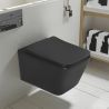 Vas WC EGO Alfonso Rimless, Negru mat, Power Colour, montaj suspendat, capac duroplast slim soft-close inclus