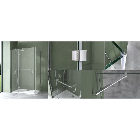 Cabina 04, perete fix si usa batanta, sticla securizata 6 mm, dimensiune 75-100x90-140 cm