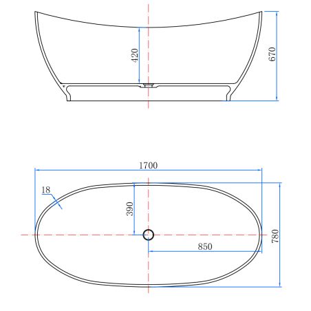 Cada de baie, freestanding, Rasina, ventil crom inclus, culoarea Rosu Visiniu, transparent, 170x80 cm, Selora