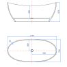 Cada de baie, freestanding, Rasina, ventil crom inclus, culoarea Rosu Visiniu, transparent, 170x80 cm, Selora