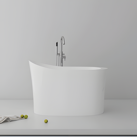Cada tip japonez, freestanding, Acril, ventil crom inclus, culoarea Alb Lucios, 120x80 cm, Nubia