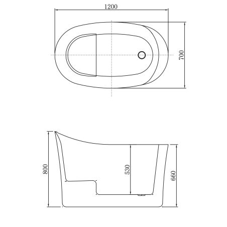 Cada tip japonez, freestanding, Acril, ventil crom inclus, culoarea Alb Lucios, 120x80 cm, Nubia