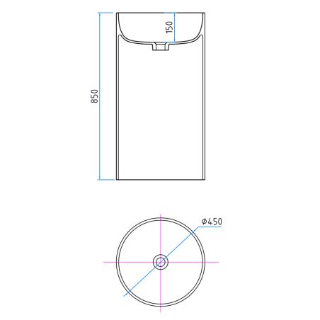 Lavoar stativ, freestanding, CristalMood, culoarea Rosu Visiniu, transparent, 45x45x85 cm, ventil inclus, Sole