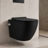 Vas wc cu functie bideu, Taharet, baterie apa calda/rece, Negru Mat, montaj suspendat, capac Soft-Close, 56 x 36 cm,  Angi