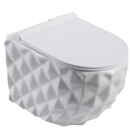 Set vas wc si lavoar, Alb Lucios, montaj suspendat si pe blat, 49x36-61x34 cm, capac duroplast, Sidef