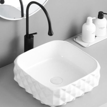 Set vas wc si lavoar, Alb Lucios, montaj suspendat si pe blat, 49x36-61x34 cm, capac duroplast, Sidef