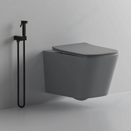Set vas wc si lavoar, Gri Mat, Power Color, 51x35-50x40 cm, montaj suspendat si pe blat, capac duroplast, Alfonso
