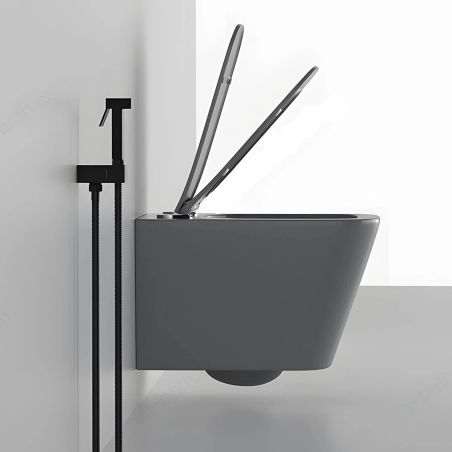 Set vas wc si lavoar, Gri Mat, Power Color, 51x35-50x40 cm, montaj suspendat si pe blat, capac duroplast, Alfonso