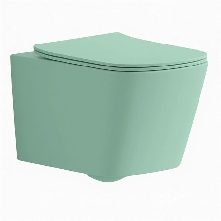 Set vas wc si lavoar, Vede Mint Mat, Power Color, 51x35-50x40 cm, montaj suspendat si pe blat, capac duroplast, Alfonso