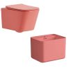 Set vas wc si lavoar, Roz Somon Mat, Power Color, 51x35-50x40 cm, montaj suspendat si pe blat, capac duroplast, Alfonso