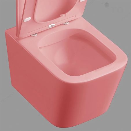 Set vas wc si lavoar, Roz Somon Mat, Power Color, 51x35-50x40 cm, montaj suspendat si pe blat, capac duroplast, Alfonso