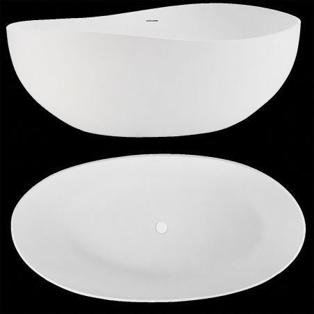 Cada de baie , compozit mineral, freestanding, ventil alb inclus, Alb Lucios, 160x80 cm, Sofia