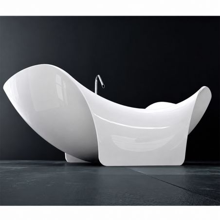 Cada de baie, compozit mineral, freestanding, ventil-alb-inclus, Alb Lucios, 170x82x62 cm, Nirvana