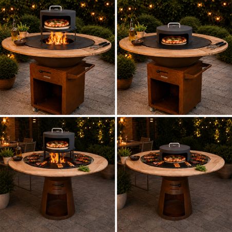 Cuptor pentru pizza Nexus Ø45 cm, otel corten 1.5 mm, cu termometru, compatibil cu gratarele Aurelius si Avangarde, negru